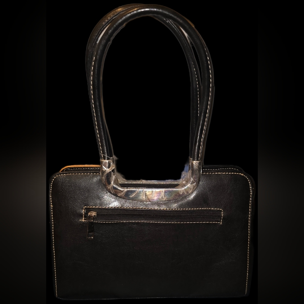 Colorblock Vegan Leather Tote Bag - Picture 2 of 4